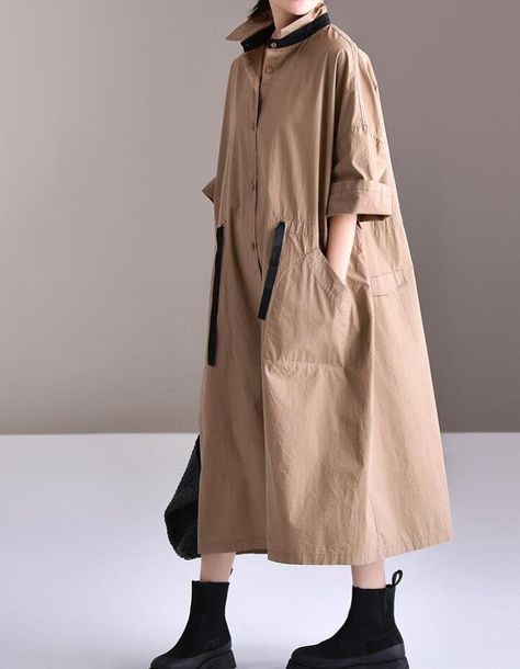 8c00dee24c9878fea090ed070b44f1ab Trench Coat Fall, Minimalist Gown, Long Shirt Women, Womens Winter Dresses, Oversized Pockets, Women Cotton Dress, Button Down Shirt Dress, Cotton Shirt Dress, Oversized Dress