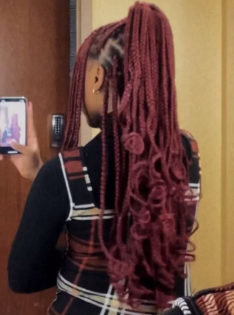 Winter Box Braids, Mixed Box Braids, Red Braids, Mixed Girl Hairstyles, Cute Box Braids, Afro Style, Curly Hair Styles Easy, Braids With Curls, Cute Box Braids Hairstyles