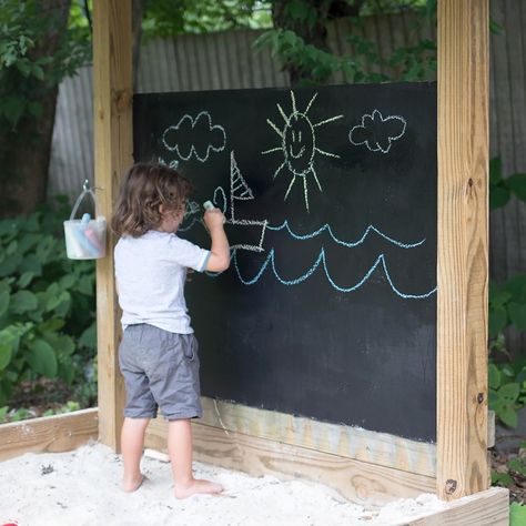 Backyard Chalkboard, Chalkboard Diy, Backyard Plans, Outdoor Chalkboard, Theme Carnaval, Diy Chalkboard, Outdoor Classroom, Backyard Play, Garden Markers