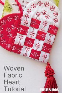 Scandinavian Heart, Heart Tutorial, Woven Heart, Diy Heart, Folded Fabric Ornaments, Folded Fabric, Christmas Ornaments Diy, Quilted Christmas Ornaments, Fabric Hearts