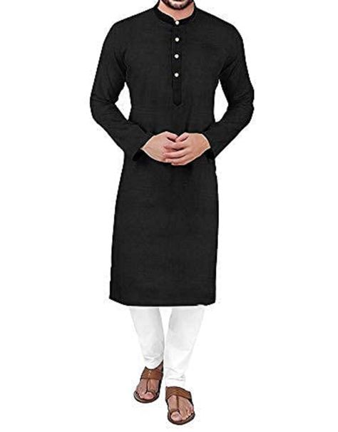 Black Cotton Kurta and White Cotton Pajama set for Men, Christmas Party Wear Dress for Men's, Indian Plain Cotton Kurta Pajama Set Mens Ethnic Wear, Kurta Pajama For Men, Pajama For Men, Kurta Pajama Men, Black Kurta, White Pajamas, Kurta Pyjama, Indian Kurta, Ethnic Looks