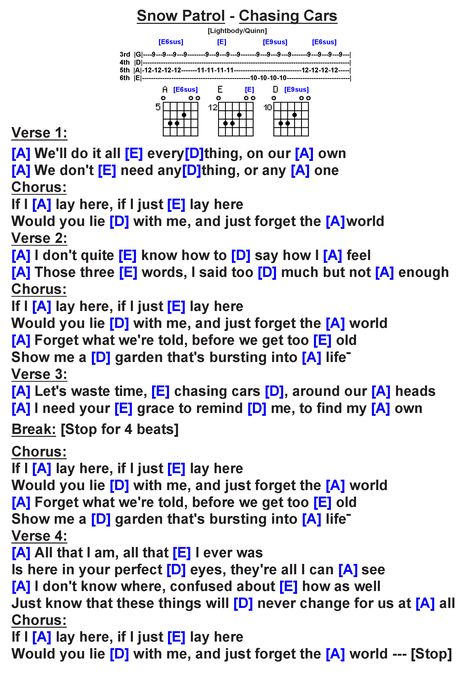 Chasing Cars Guitar, Songs Guitar, Guitar Tablature, Learn Guitar Songs, Song Chords, Guitar Beginner, Guitar Cord, Guitar Lessons Songs, Easy Guitar Songs