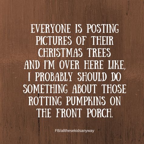 Everyone is posting pictures of their christmas trees and I'm over here like, I probably should do something about those rotting pumpkins on the front porch. Cameran Eubanks, Christmas Memes, Boxing Quotes, Scary Mommy, Quotes Of The Day, Friday Humor, Motivational Thoughts, Sweet Quotes, Holiday Humor