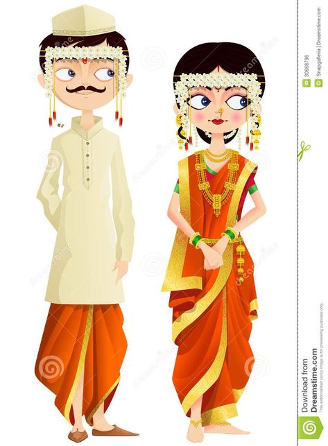 Maharashtrian Wedding Couple - Download From Over 61 Million High Quality Stock Photos, Images, Vectors. Sign up for FREE today. Image: 30668796 Maharashtrian Wedding Couple, Maharashtrian Wedding, Cartoon Wedding Invitations, Wedding Couple Cartoon, Hall Decorations, Marathi Bride, Wedding Caricature, Marathi Wedding, Indian Couple