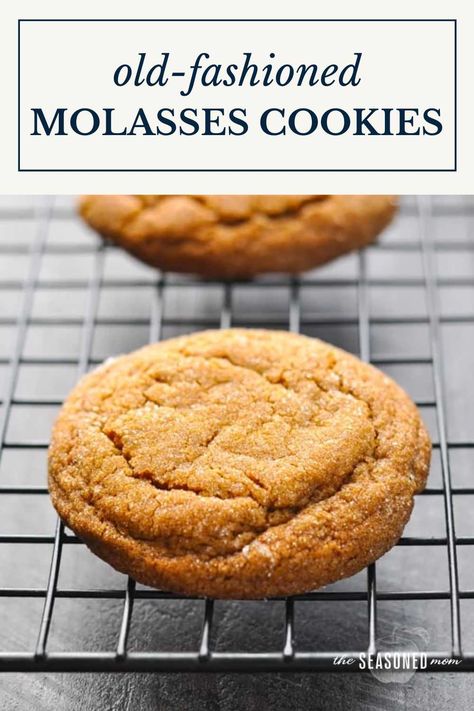 These old fashioned chewy molasses cookies are soft, warmly spiced, and just how Grandma made them! Betty Crocker Soft Molasses Cookies, Pioneer Woman Molasses Cookies, Grandmas Molasses Cookies Soft, Soft Molasses Ginger Cookies, Small Batch Molasses Cookies, Old Fashion Molasses Cookies Recipe, Soft Molasses Cookies Old Fashion, Molasses Cookies Soft Easy Recipes, Molasses Biscuits