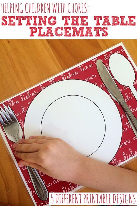 A handy printable placemat that will make setting the table easy for children of any age. Chores Printable, Manners Activities, Printable Placemat, Manners For Kids, Kids Chores, Setting Table, Self Help Skills, Setting The Table, Placemats Kids