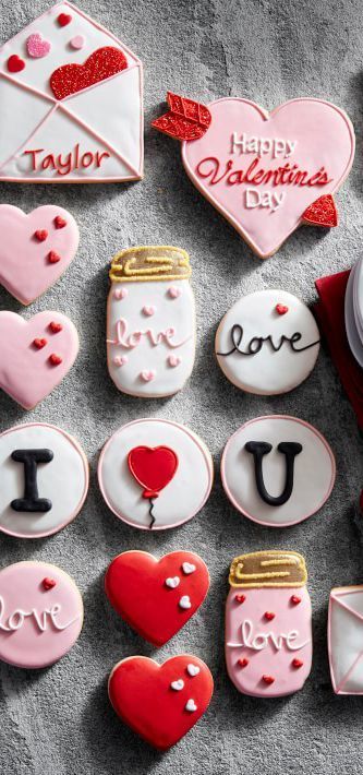 Decor Cookies, Valentine Cookies Decorated, Valentines Day Sugar Cookies, Valentine Sugar Cookies, Valentines Baking, Vanilla Sugar Cookie, Valentine Desserts, Sugar Cookie Designs, Valentines Day Desserts