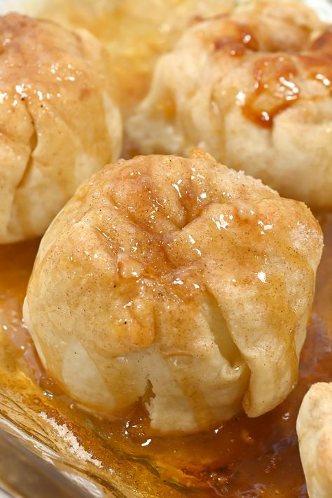 Classic Apple Dumplings Recipe Boiled Apple Dumplings, Apple Dumpling Dough Recipe, Whole Apple Dumplings, Apple Dumplings With Puff Pastry, Plain Recipes, Apple Pie Dumplings, Apple Dumplings Recipe, Easy Apple Dumplings, Custard Slice