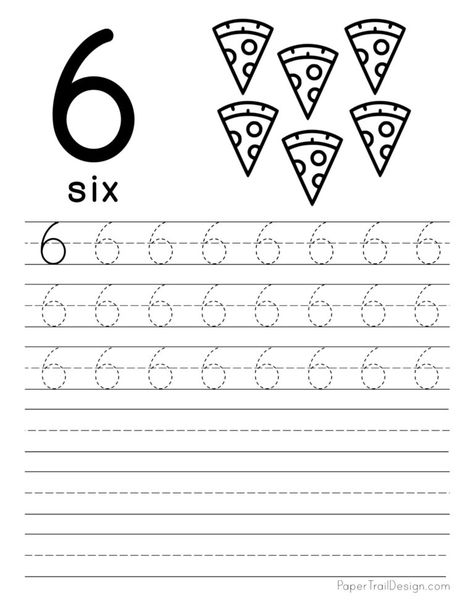 Free printable tracing number 6 worksheets. Free number tracing sheets are perfect for number writing practice for preschool and kindergarten. #papertraildesign #preschool #kindergarten #handwritingprintables Number Handwriting, Number Writing Practice, Letter Writing Practice, Preschool Number Worksheets, Number Writing, Writing Practice Sheets, Handwriting Paper, Preschool Tracing, Tracing Sheets