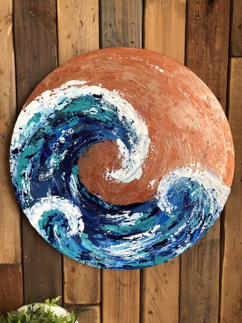 Circle Canvas Abstract Painting, Things To Paint On Circle Canvas, Circle Canvas Painting Acrylics, Easy Painting Ideas On Circle Canvas, Paintings On Circle Canvas, Painting Ideas Circle Canvas, Circle Canvas Painting Easy Diy, Circular Painting Ideas, Painting Ideas On Circle Canvas