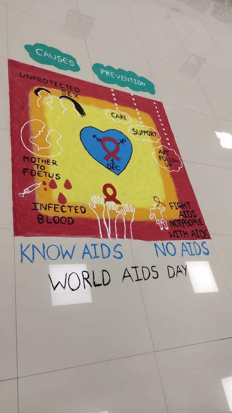 Aids Day Rangoli Design, Aids Day Quotes, Hiv Aids Art Poster, Aids Awareness Poster Art, Aids Poster Design Art, Hiv Poster, Aids Day Poster, Aids Poster, Poster Art Ideas