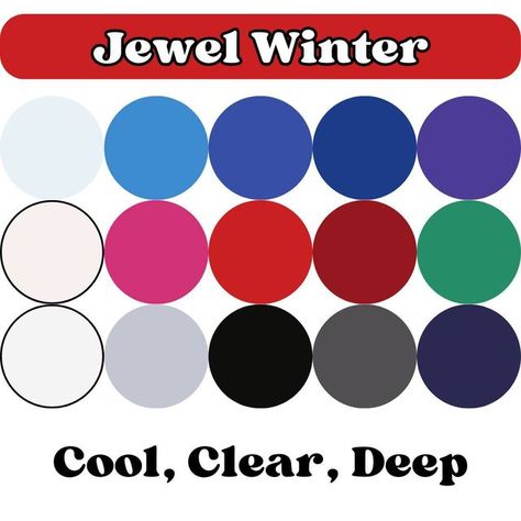 Winter Jewel Tones, Winter Pallet, Jewel Winter, Sultry Winter, Cool Winter Color Palette, Jewel Tone Color Palette, Clear Winter, Colour Analysis, Winter Color Palette