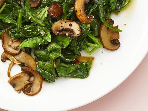 Get Sauteed Spinach and Mushrooms Recipe from Food Network Mushroom Tomato Recipe, Sauteed Spinach And Mushrooms, Spinach And Mushrooms, Low Cholesterol Recipes, Valerie Bertinelli, Veggie Delight, Sauteed Spinach, Fruit Dishes, Spinach Stuffed Mushrooms