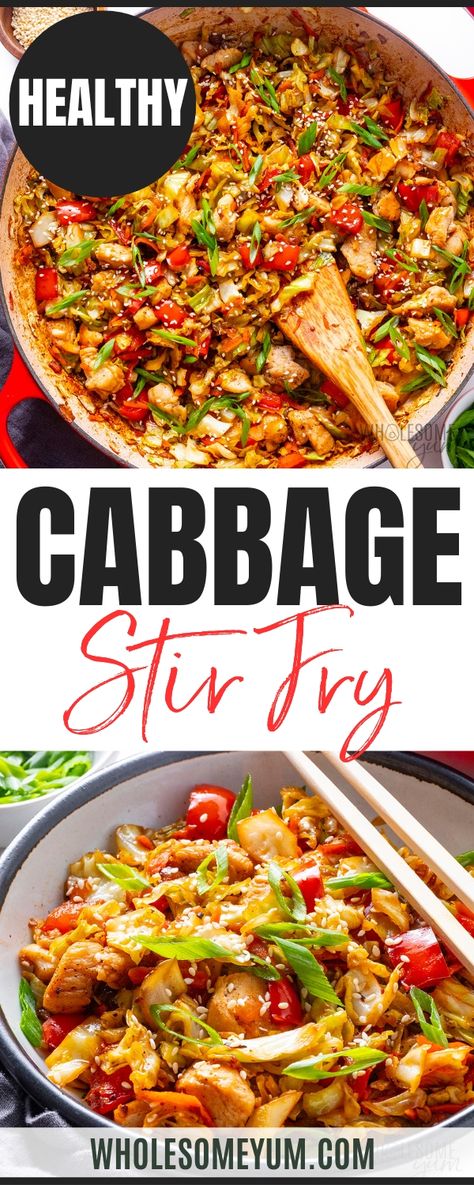 Chicken Cabbage Stir Fry, Chicken Cabbage, Cabbage Stir Fry, Chinese Stir Fry, Asian Recipe, Chicken And Cabbage, Low Calorie Dinners, Healthy Meals For One, Stir Fry Recipe