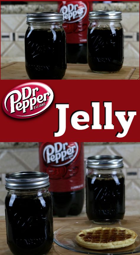 Jams And Jellies With Alcohol, Soda Pop Jelly Recipes, Homemade Canned Jelly, Diy Jams And Jellies, Dr Pepper Syrup Recipe, Root Beer Jelly, Soda Jelly Recipes, Homemade Dr Pepper Soda, Canned Jams And Jellies