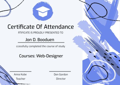 Certificate Of Attendance Web-Designer Study Course, Certificate Templates, Web Designer, Design Template, Web Design, Design