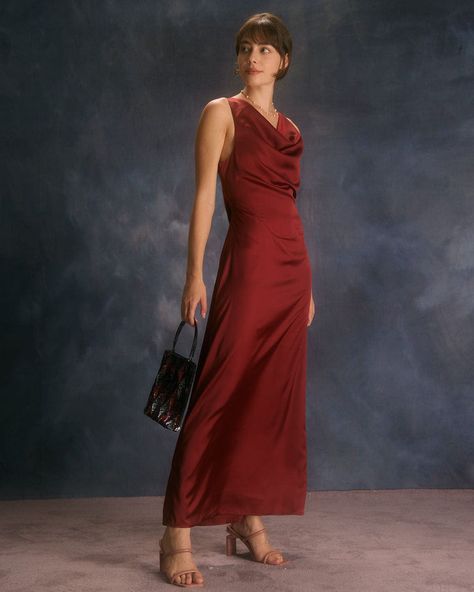 Free shipping on orders over $69. Shop The Wine Red Cowl Neck Satin Maxi Dress - wine red - xs,s,m,l,xl at RIHOAS. Slip Dress Maxi, Burgundy Satin Dress, Wine Red Dress, Tailored Clothes, Backless Maxi Dress, Burgundy Prom Dress, Backless Maxi Dresses, Satin Maxi, Satin Maxi Dress