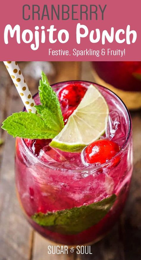 Cranberry Mojito Recipe Pitcher, Mojito Punch, Cranberry Mojito, Mojito Recipe Pitcher, Holiday Drinks Alcohol, Christmas Drinks Alcohol Recipes, Cranberry Punch, Christmas Cranberry, Christmas Drinks Alcohol