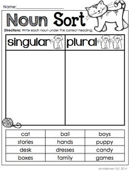 Nouns Plurals Worksheets, Plural Nouns Worksheet, Singular Plural, Nouns Activities, Plural Noun, Singular And Plural Nouns, Singular Nouns, Nouns Worksheet, Ela Writing