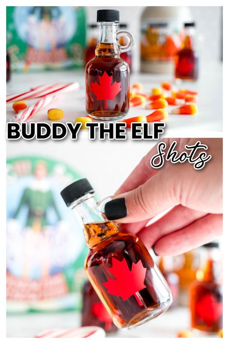 Buddy the elf shots on table Elf Movie Drinking Game, Buddy The Elf Cocktail, Elf Movie Themed Cocktails, Buddy The Elf Charcuterie Board, Buddy The Elf Dessert, Buddy The Elf Themed Christmas Party, Buddy The Elf Party Food, Elf Party Food, Buddy The Elf Party