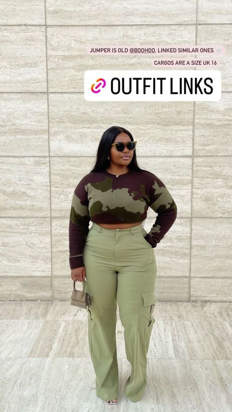 Plus Size Black Women Fashion Street Styles, Cargo Pants Plus Size Women, Classy Casual Outfits Black Women Plus Size, Mid Size Black Women Outfits, Midsize Fashion Black Women, Mummy Jeans Outfit Ideas, Plus Size Casual Outfits Black Women, Plus Size Winter Outfits Black Women, Mummy Jeans