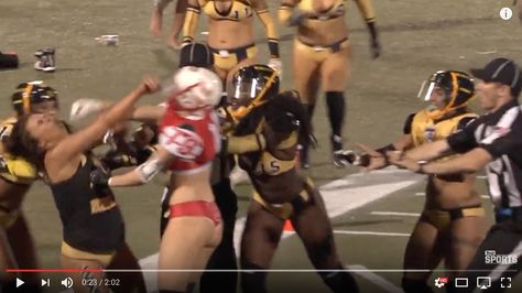 Video: Lingerie football fight ends in savage, one-punch knockout after touchdown at Legends Football League leads to sideline-clearing brawl between a bunch of scantily-clad women. Ladies Football League, Lingerie Football, Football Clothing, Legends Football, Coop Plans, Scantily Clad, Football Outfits, One Punch, Football League