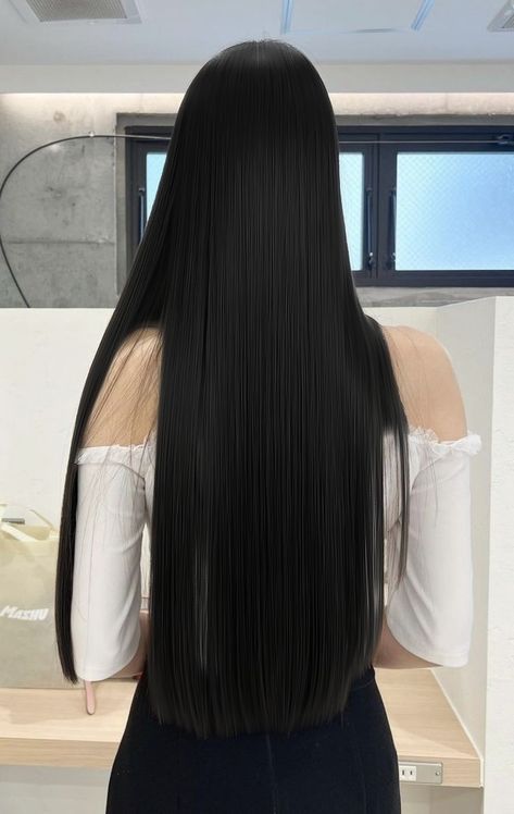 Long Smooth Black Hair, Blackest Black Hair, Long Thick Straight Hair, Long Black Hair With Layers, Straight Cut Hair, Arabic Hair, Waist Length Black Hair, Long Jet Black Hair, Tomboy Long Hair