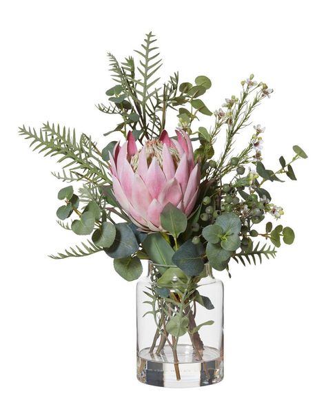 Australian House & Garden Large Native Mix Bouquet With Protea Vase Pink | MYER Australian House, Australian Flowers, Australian Native Flowers, Flowers In Jars, Wedding Table Flowers, Vase Arrangements, Upcycled Materials, Beautiful Flower Arrangements, Dried Flower Arrangements