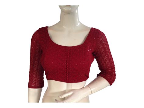 Chikankari Embroidery, Blouse Indian, Readymade Saree, Saree Blouses, Designer Blouse, Indian Designer, Maroon Color, Indian Design, Saree Blouse