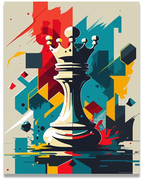 PRICES MAY VARY. Details - This chess poster measures (11x14 Inches), and does not include a frame. Printed onto 210gsm semi-gloss paper, with high-quality colors that last. Show It Off - This 11x14 inch motivational chess poster is for chess players who want to display motivational chess wall decor. This print makes a great gift for adults, boys, kids, kids, teens and anyone else who loves to play chess. Chess Board Decor - Hang this motivational Chess poster up in your office, classroom, dorm, Best Wall Painting Ideas, Chess Pictures Art, Chess Illustration Artworks, Chess Room Design, Chess Wall Art, Chess Art Paintings, Chess Art Illustration, Chess Board Decor, Kings And Queens Art