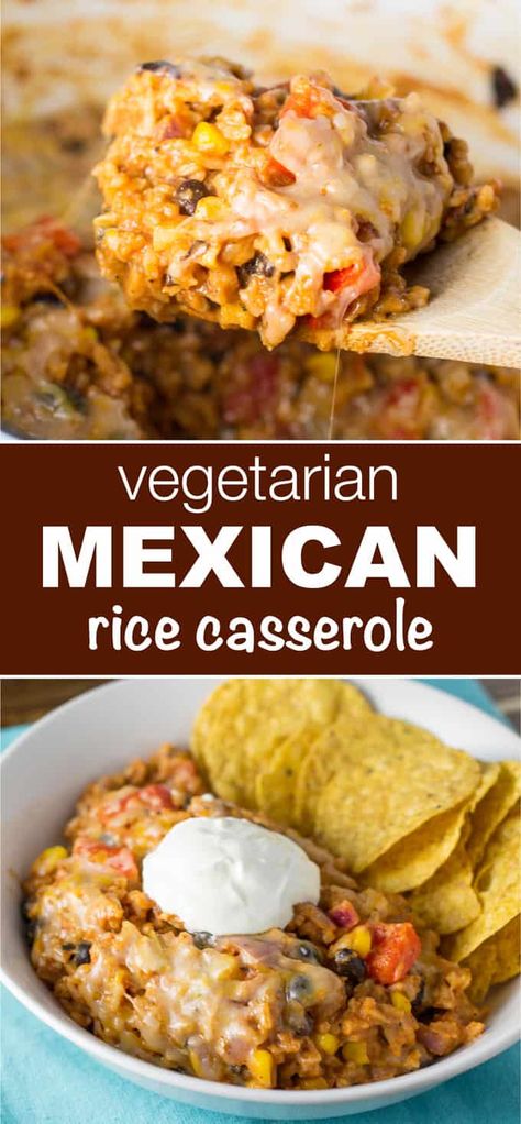 Vegetarische Diners, Mexican Rice Casserole, Vegetarian Mexican Recipes, Mexican Casserole Recipe, Vegetarian Casserole, Pasta Vegetariana, Vegetarian Mexican, Diner Recept, Meatless Dinner