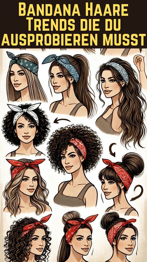 Bandanas sind zurück und besser denn je! Die Verwendung von Bandanas in den Haaren hat sich als eine vielseitige und stilvolle Möglichkeit erwiesen, deinen Look zu verbessern. Egal ob du dich für einen lässigen, boho oder eleganten Stil entscheidest, ein Bandana kann dein perfektes Accessoire sein. In diesem Artikel werden wir tief in die Welt Cute Ways To Tie Bandana In Hair, Hair Styles With A Bandana, Wearing Bandana In Hair, Bandana With Hat, Hair In Bandana, How To Style A Bandana Hair, Ways To Wear A Bandana In Your Hair, Bandana Accessory Ideas, Boho Bandeau Hairstyles