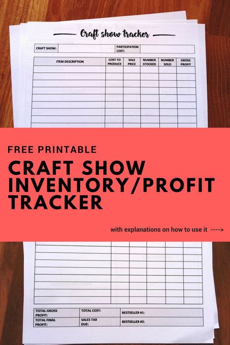 Free printable craft show inventory / profit tracker to make vendors life easier. No need to write down sales while you're on the craft show. Everything is done before and after allowing you enjoy the event and sales process.  Also check out other free printables, especially, if you are interested in handmade beauty products. Profit Tracker, Craft Fair Booth Display, Craft Show Booths, Free Printable Crafts, Tracker Free, Craft Fairs Booth, Craft Booth Displays, Craft Fair Displays, Sales Process