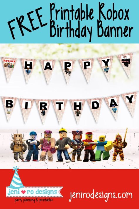 Roblox Banner Free Printable, Roblox Birthday Banner Free Printable, Roblox Printables Free, Roblox Birthday Banner, Printable Birthday Banner, Roblox Birthday, Birthday Party Games For Kids, Its A Boy Banner, Party Themes For Boys