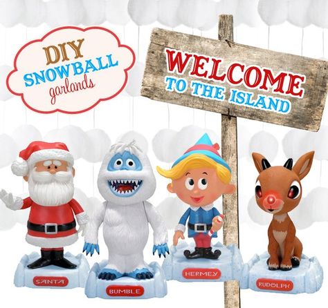 Snowball Garland, Rudolph Party, Land Of Misfit Toys, Rustic Christmas Diy, Hermey The Elf, Holiday Boards, Toy Character, Island Of Misfit Toys, Holiday Party Inspiration