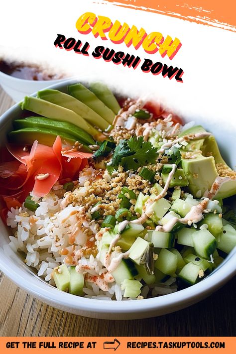 Experience the unique fusion of traditional sushi and comfort food with our crunchy roll sushi bowl recipe! This Pinterest board showcases how to transform fresh ingredients into a delectable, quick, and healthy meal. Ideal for sushi lovers and culinary adventurers who appreciate creative variations of classic dishes. Follow along to unravel the tantalizing combination of flavors in every bite! Crunchy Roll Sushi, Crunch Roll Sushi, Traditional Sushi, Sushi Bowl Recipe, Jackfruit Recipes, Roll Sushi, Sushi At Home, Sushi Bowl, Rc Cola