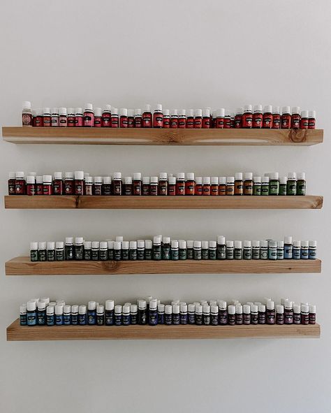 Essential Oil Display Ideas, Essential Oils Shelf, Essential Oils Organization, Oil Shelf, Living Photography, Essential Oil Shelf, Essential Oils Cleaning, Living Essentials Oils, Plant Therapy