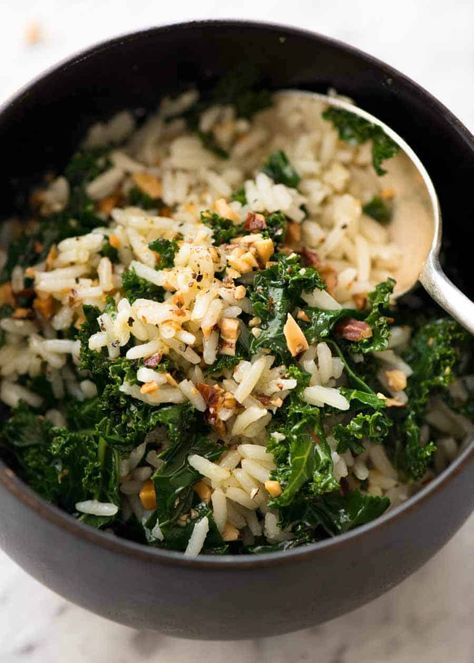 Garlic Butter Rice, Kale Recipe, Recipetin Eats, Kale Recipes, Butter Rice, Silver Spoon, Rice Dishes, Garlic Butter, Veggie Recipes