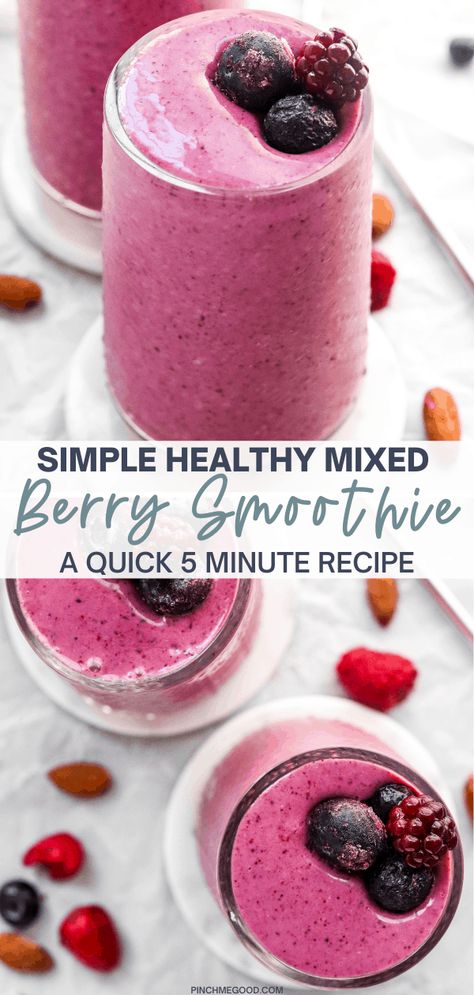 Almond Butter Smoothie Recipes, Frozen Berry Smoothie, Almond Milk Smoothie Recipes, Greek Yogurt Smoothie, Frozen Fruit Smoothie, Almond Butter Smoothie, Smoothie Recipes With Yogurt, Fruit Smoothie Recipes Healthy, Mixed Berry Smoothie