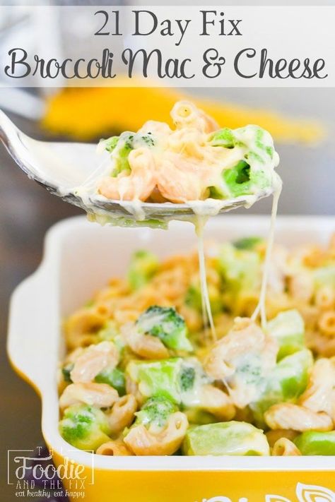 21 Day Fix Broccoli Mac and Cheese | The Foodie and The Fix Portion Fix Recipes, 21 Day Fix Vegetarian, Broccoli Mac And Cheese, Fixate Recipes, 21 Day Fix Diet, 21 Day Diet, Fit Recipes, 21 Day Fix Meal Plan, 2b Mindset