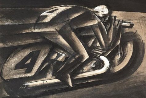 Art and the Motorcycle (2): The Futurists | The Vintagent Futurist Painting, Old School Art, Giacomo Balla, Italian Futurism, Futurism Art, Motorcycle Drawing, Modern Art Movements, Lion Illustration, Motorcycle Art