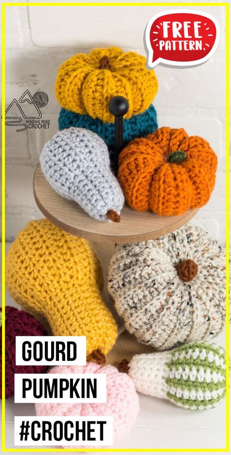 crochet Gourd Pumpkin free pattern - FREE Crochet Pumpkin Pattern for Beginners. Click to Get the Pattern #Pumpkin #crochetpattern #crochet via @shareapattern.com Crocheted Gourds Free Pattern, Small Crochet Pumpkin Pattern Free, Fall Amigurumi Free Pattern, Crocheted Pumpkins Free Pattern, Crochet Fall Decorations Free Pattern, Crochet Gourd, Crochet Fall Patterns Free, Small Amigurumi Free Pattern, Crochet Pumpkin Pattern Free