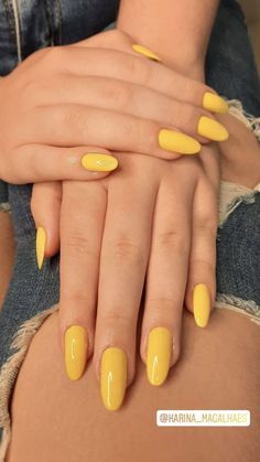 Yellow Nail, Spring Acrylic Nails, Minimal Nails, Vibrant Nails, Casual Nails, Her Nails, Soft Nails, Yellow Nails, Dream Nails