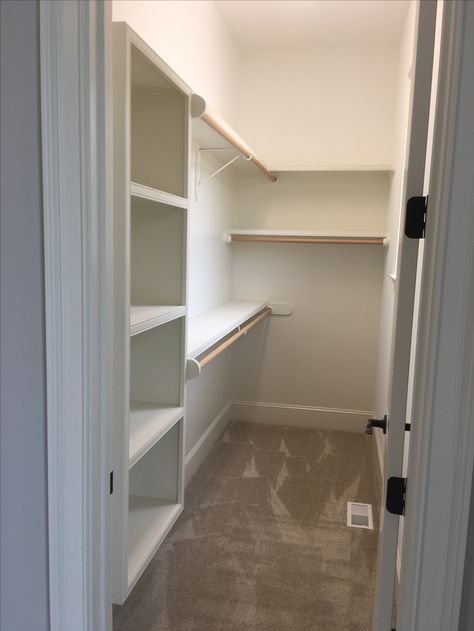 This was a 4'x6'closet Simple Custom Closet Ideas, Half Walk In Closet Ideas, Master Closet Design Narrow, Narrow And Deep Closet Ideas, Small Rectangle Closet Ideas, Small Bedroom Storage Ideas For Couples Master Closet Ideas, 5x7 Closet, Narrow Long Closet Ideas, Narrow Deep Closet Ideas