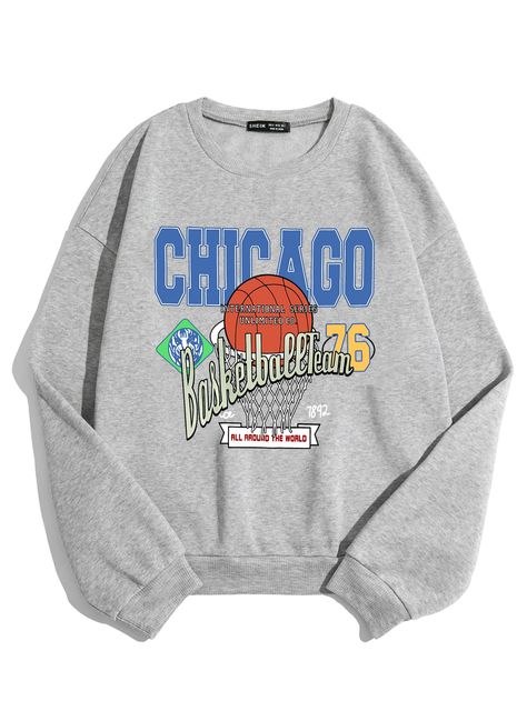 Basketball Slogans, Preppy Tops, Basketball Sweatshirts, Trendy Shirt Designs, Women Sweatshirts, Dropped Shoulder Sweatshirt, Closet Fashion, Cool Sweaters, 로고 디자인