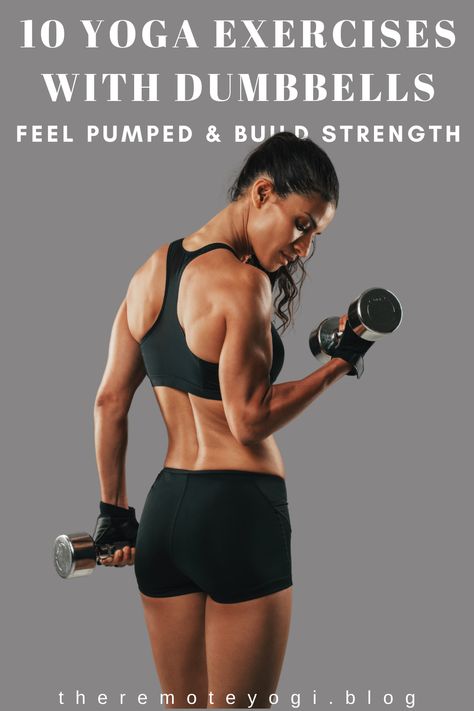 yoga with dumbbells Dumbbell Strength Training, Yoga With Dumbbells, Strength Training At Home Dumbbell Exercises, Yoga With Weights, Yoga For Core Strength, Yoga Strength Training, Exercises With Dumbbells, Yoga Strength, Power Yoga Workout