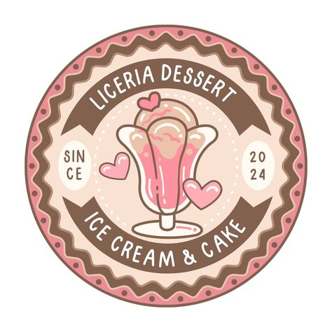 Pink Beige Cute Circle Dessert Shop Logo - Templates by Canva Dessert Shop Logo, Brown Logo Design, Baking Logo, Kawaii Diy, Photo Collage Maker, Marketing Logo, Dessert Shop, Collage Background, Flyer Maker