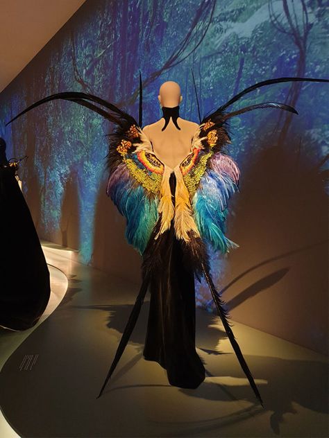 The butterfly dress by Thierry Mugler at an exhibition in Munich Mugler Butterfly, Advanced Higher Art, Cruella Costume, Fashion Exhibition, Exhibition Room, Butterfly Fashion, New York Outfits, Gothic Cathedrals, Fashion Courses