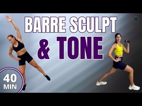 40 MIN BARRE Full Body Sculpt & Tone Workout // CARDIO + TONING - YouTube Cardio No Jumping, Barre Cardio, Tone Workout, Barre Workout Video, Cardio Barre, Low Impact Cardio, Workout Cardio, Cardio Workouts, Barre Workout