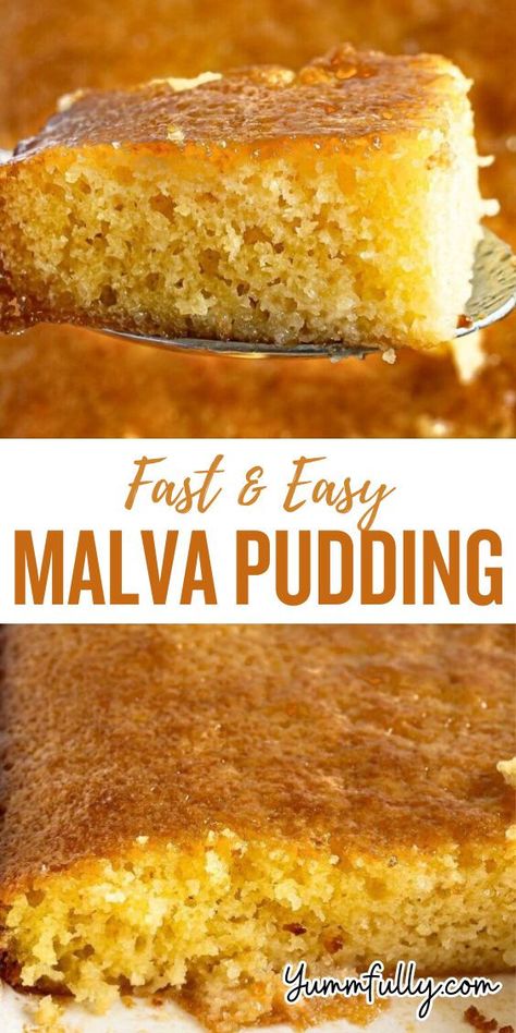 Simple pantry staples come together to create this delicious dessert which richness is enhanced by a unique sauce. Moist and sweet, Malva pudding is perfect for any gathering, especially during the holidays because it can be prepared in advance. Malva Pudding Recipe, Malva Pudding, Homemade Pie Crust Recipe, Apricot Recipes, Homemade Doughnuts, Simple Pantry, Tasty Desserts, Trifle Recipe, Pudding Desserts